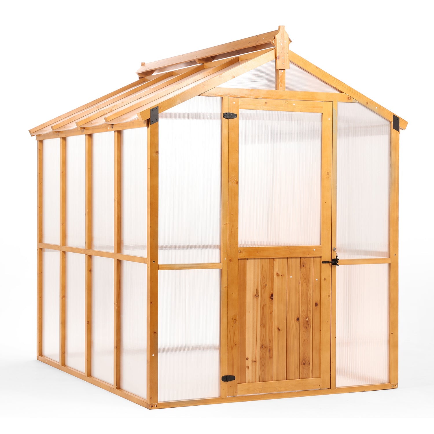 81'' x 93'' x 98'' Walk-in Polycarbonate Greenhouse with Roof Vent and Door lock, Fir Wooden Frame and Polycarbonate Panels, for Backyard Garden - Aoodor LLC